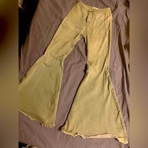 Free People bell bottoms army green